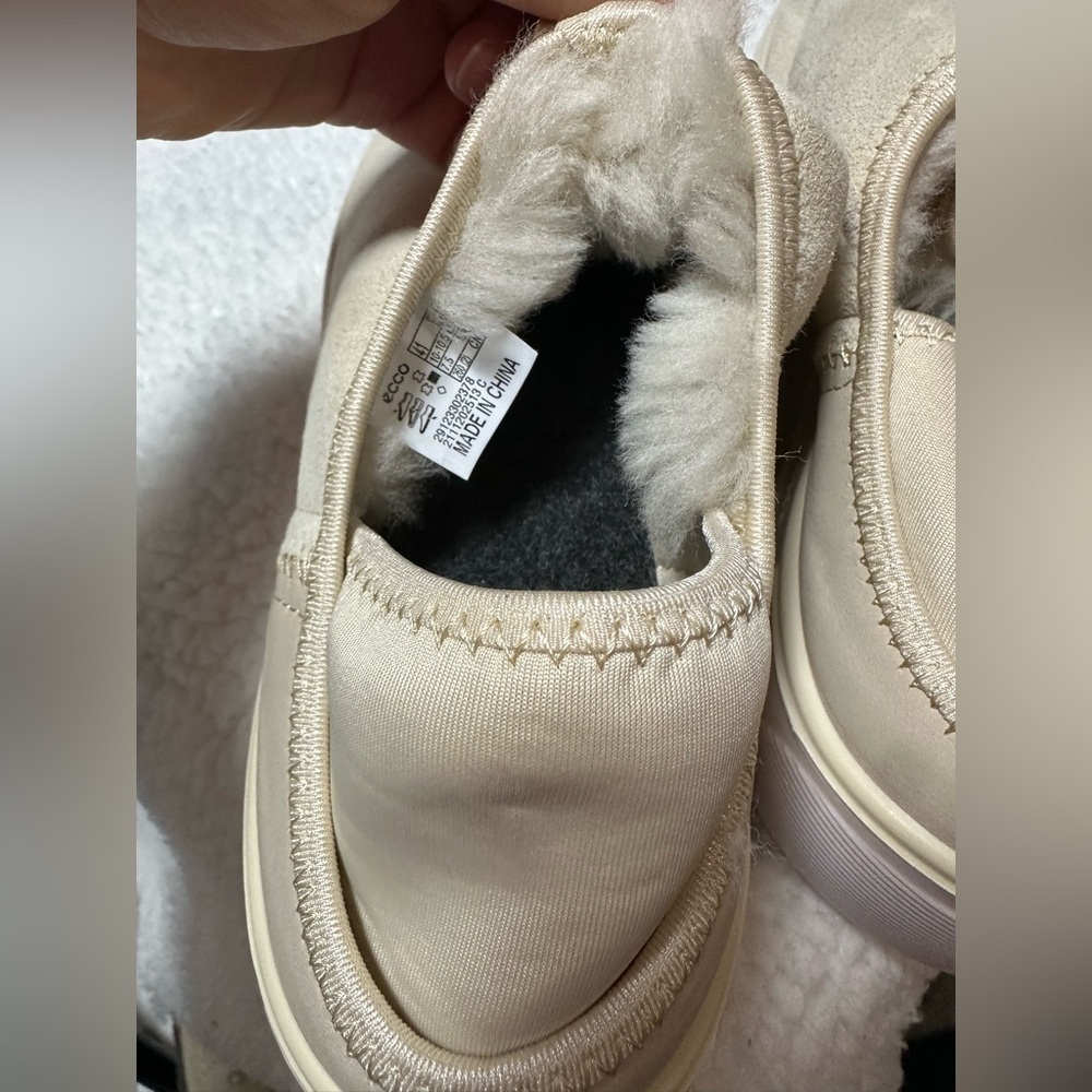 Ecco Women’s Street Tray Hygge slipper ivory suede shearling lining Size 41 - Picture 7 of 7